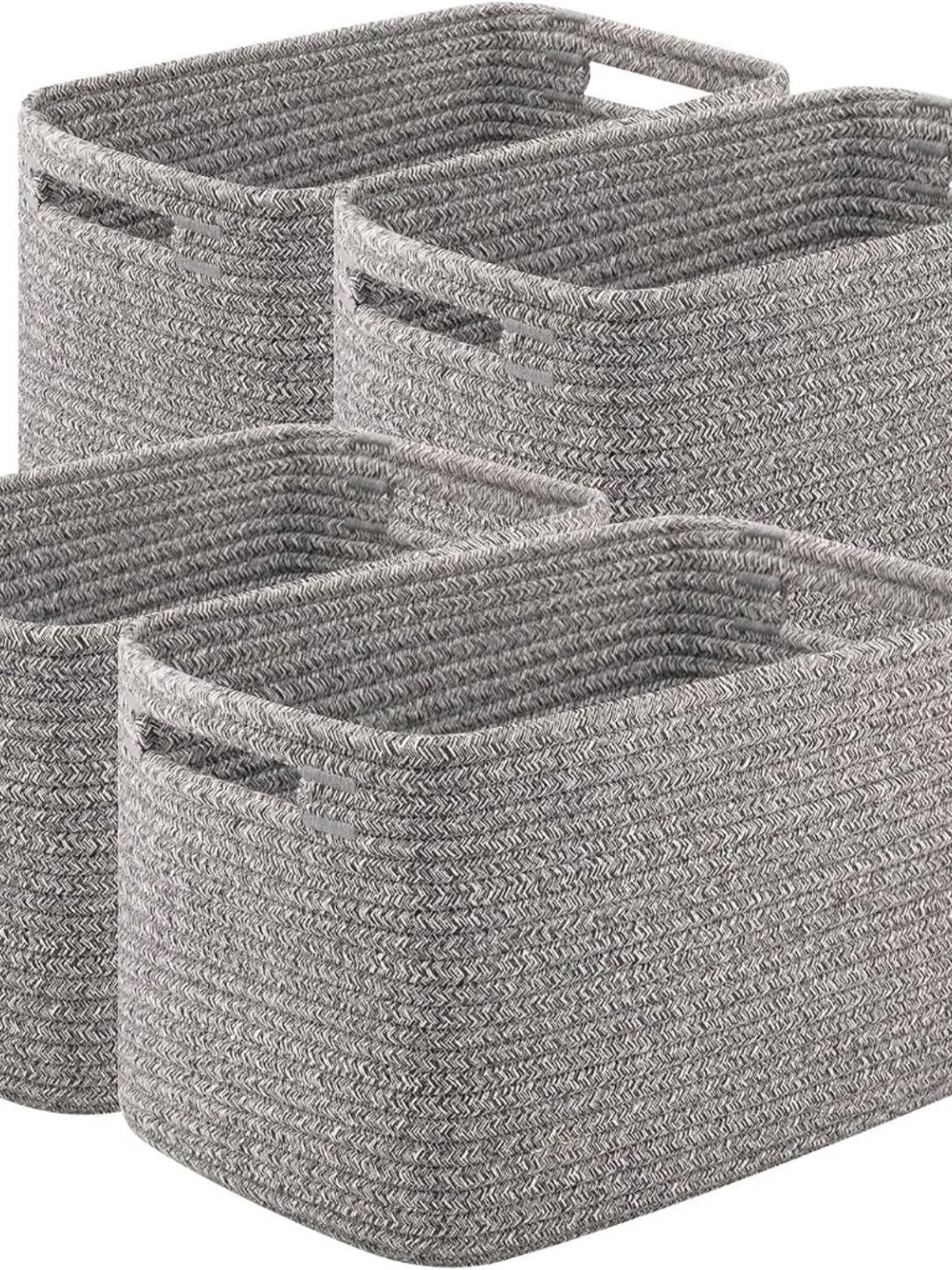 New 4Packs Natural Cotton Rope Storage Baskets for Organizing Toys, Clothes